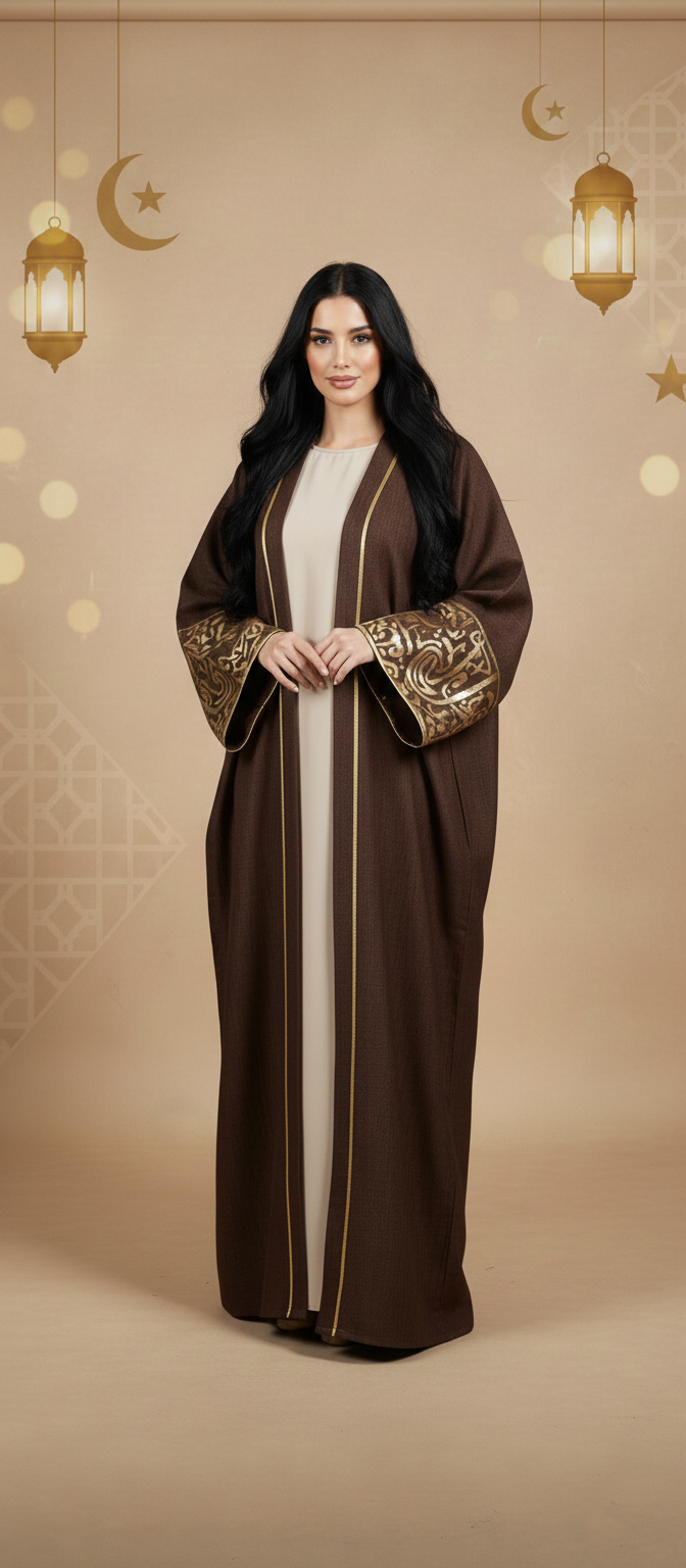 Cuff Embroidered Open Kaftan