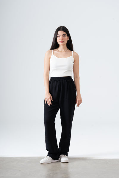 Plain linen pants