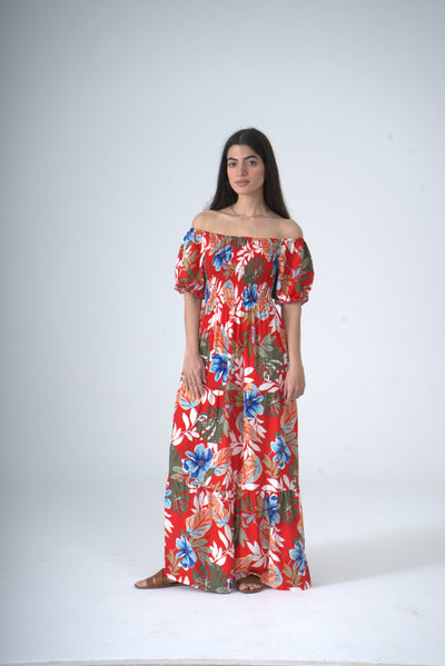 Flory Rayon Cotton camouflage Short Sleeves Dress
