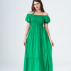 Plain Rayon Short Sleeves Maxi Dress