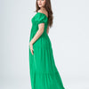 Plain Rayon Short Sleeves Maxi Dress