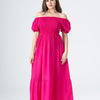 Plain Rayon Short Sleeves Maxi Dress