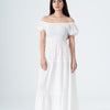 Plain Rayon Short Sleeves Maxi Dress