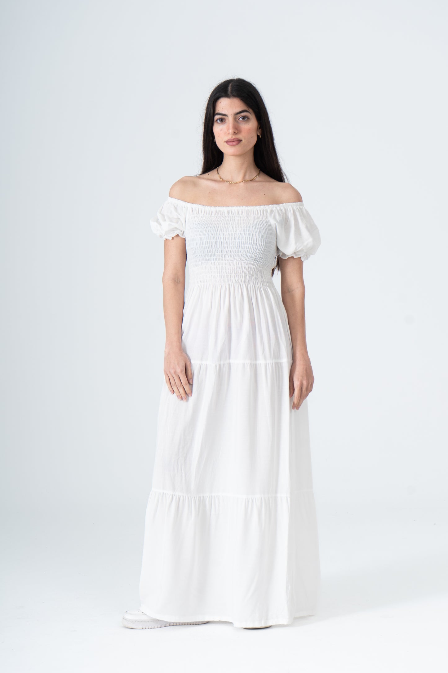 Plain Rayon Short Sleeves Maxi Dress
