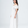 Plain Rayon Short Sleeves Maxi Dress