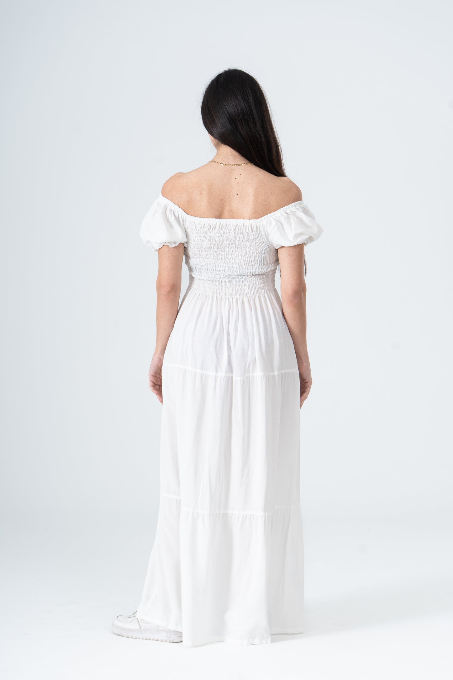 Plain Rayon Short Sleeves Maxi Dress