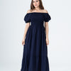 Plain Rayon Short Sleeves Maxi Dress