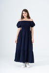 Plain Rayon Short Sleeves Maxi Dress