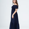 Plain Rayon Short Sleeves Maxi Dress