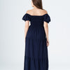Plain Rayon Short Sleeves Maxi Dress