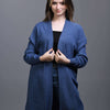 denim blue Open Knit Cardigan