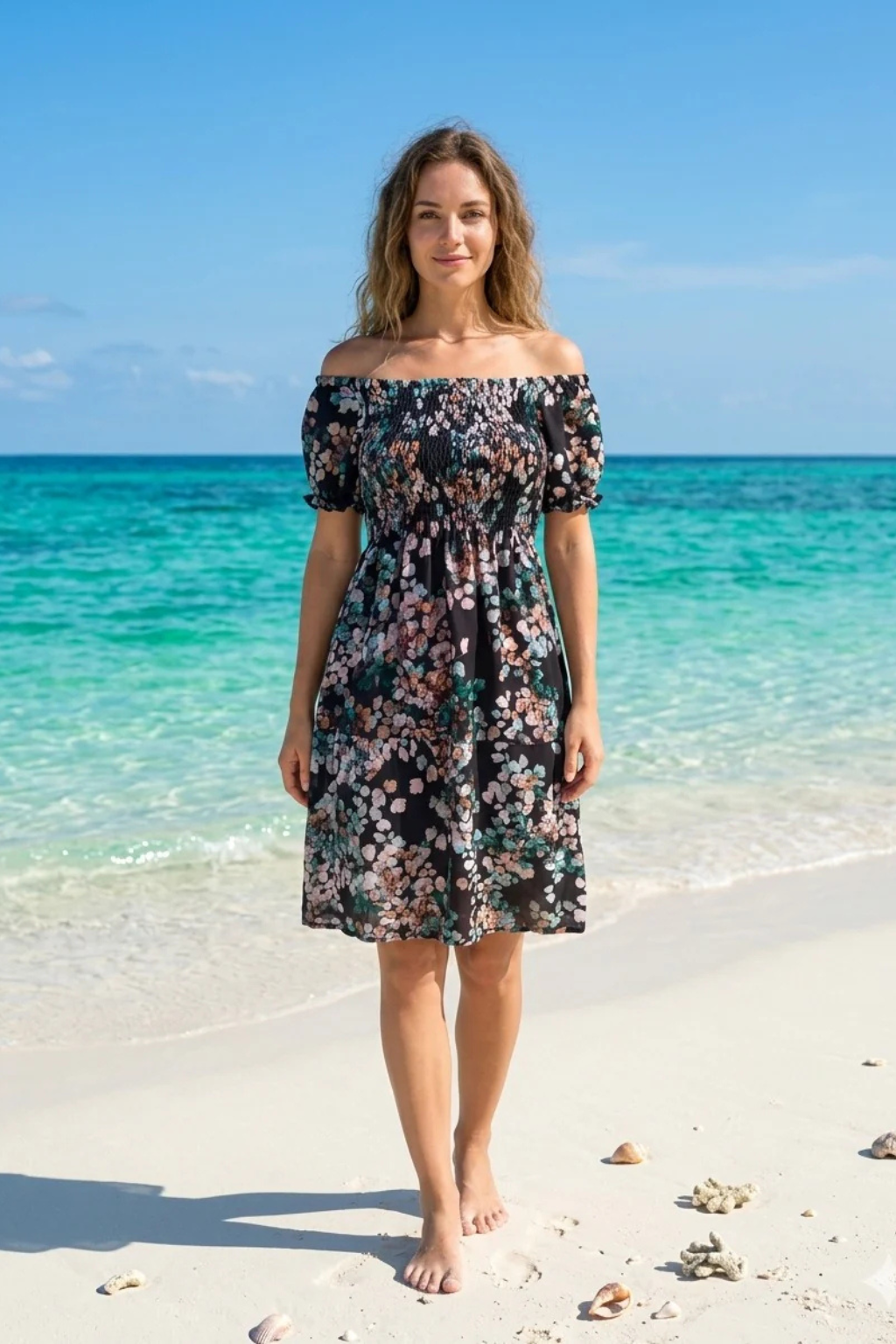 Floral Short Sleeve Mini Dress | Basic Wear Club Egypt