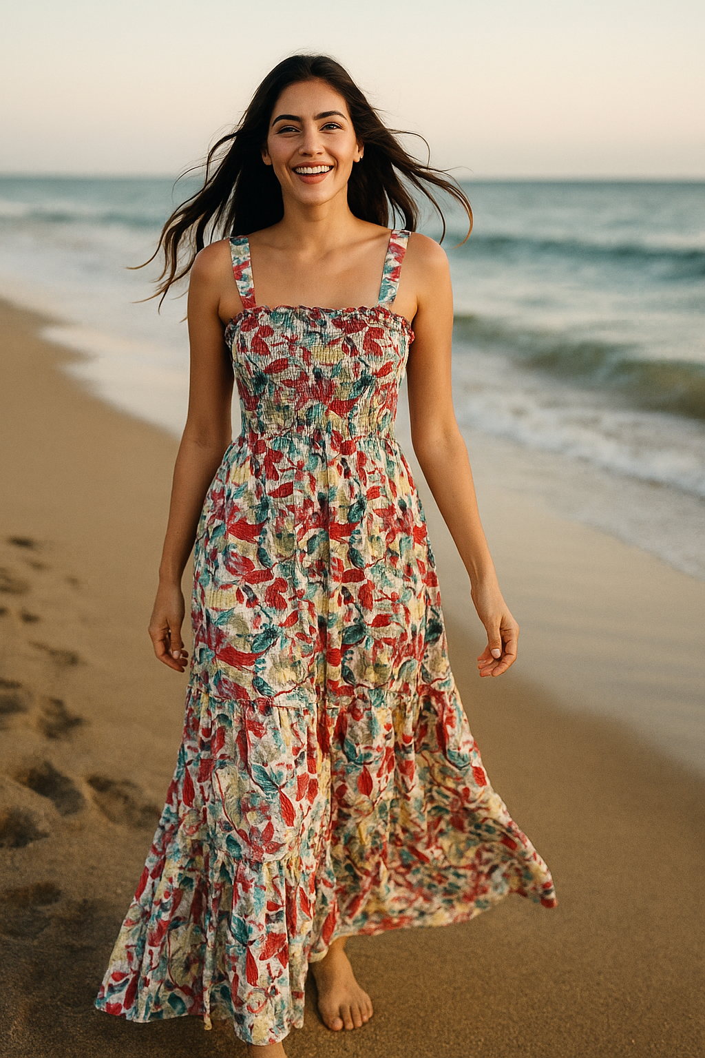 Dark Flory Rayon Cotton Sleeveless Maxi Dress