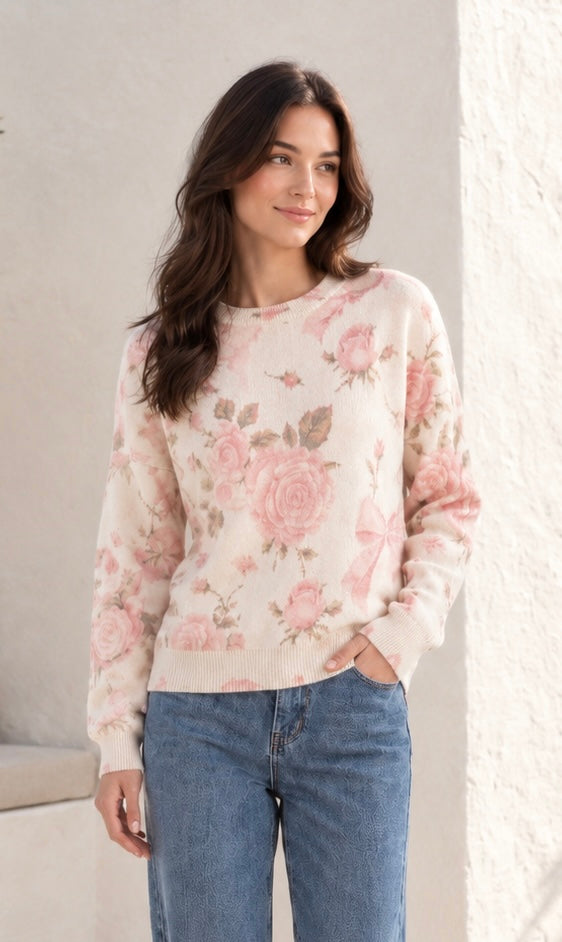 Basic Wear Club | Women's Printed Floral Knit Sweater | Winter | Up to 90K