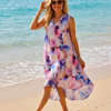 Basic Wear Club | Women's Loose Fit V-Neck Floral Printed Sundress | One Size (Fits Up to 85 KG)
