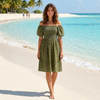 Light Embroidered Cotton Short Sleeves Mini Dress