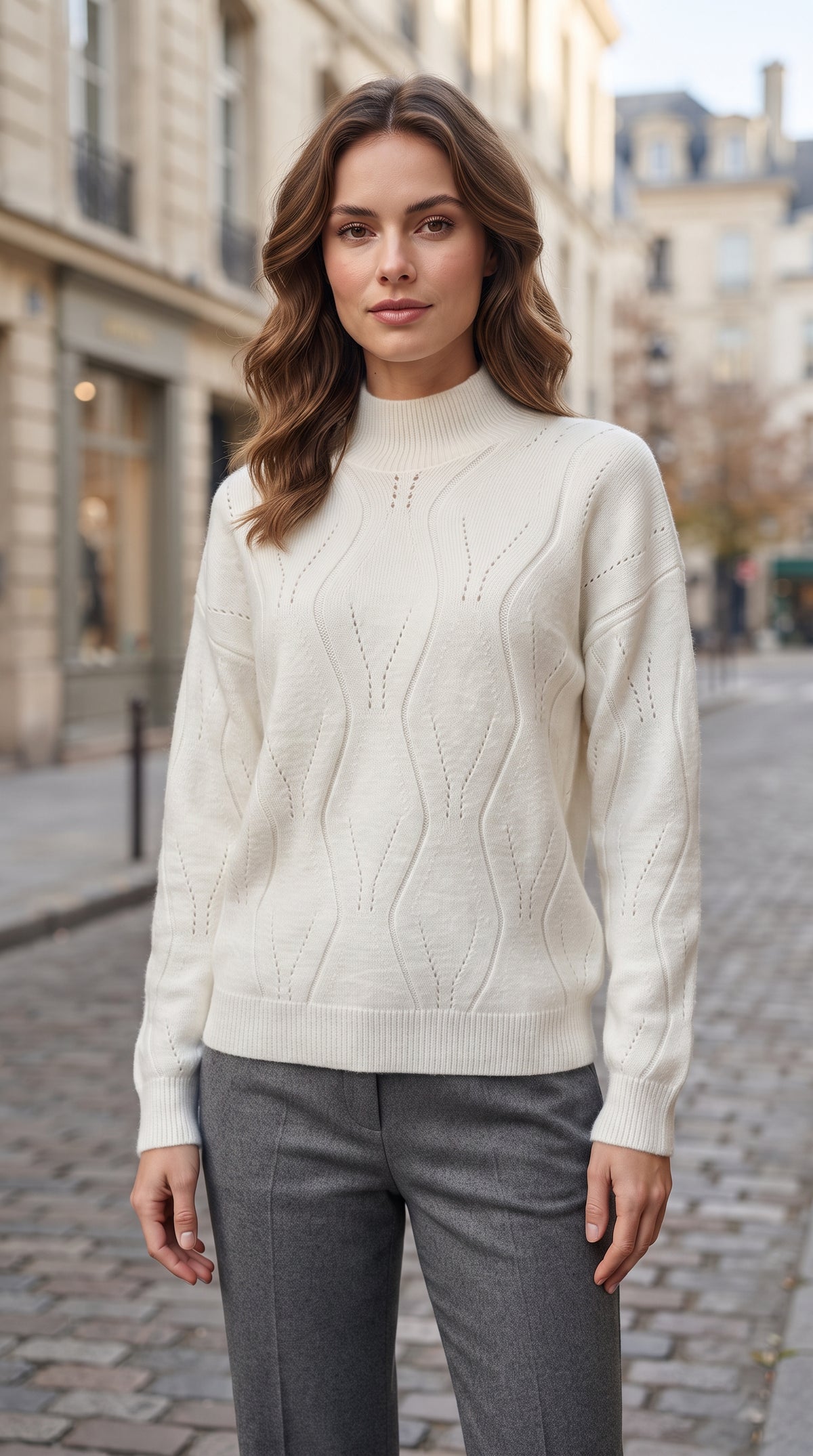 Women's Textured High-Neck Sweater