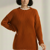 Wide Sleeve Ribbed Knit Sweater with colure