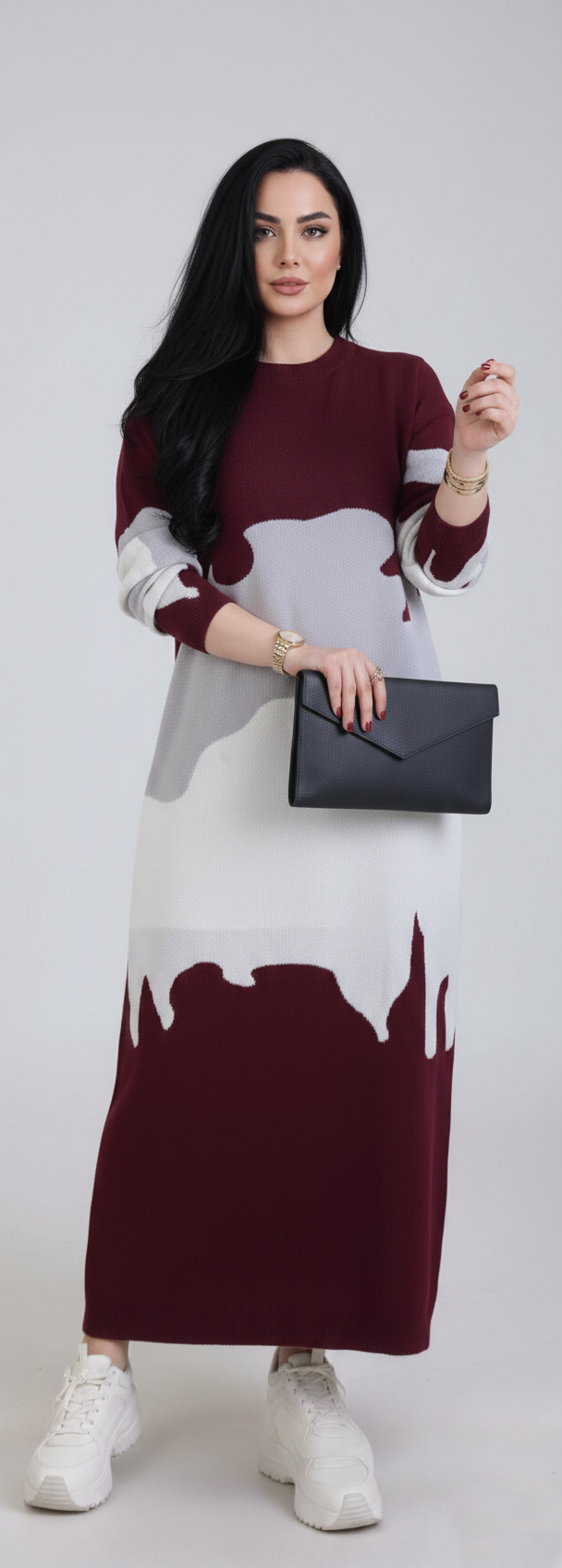 Abstract Color-Block Maxi Dress