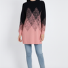 Geometric Pattern Oversized Turtleneck Top