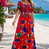 Basic Wear Club | Flory Rayon Cotton Short Sleeves Maxi Dress | Summer Dress for Women