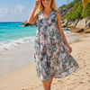 Basic Wear Club | Women's Loose Fit V-Neck Floral Printed Sundress | One Size (Fits Up to 85 KG)