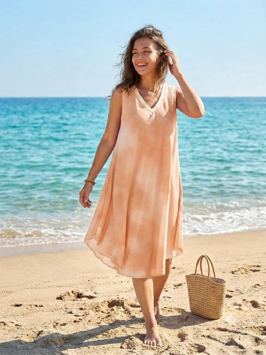 Basic Wear Club | Women's Loose Fit Gradient V-Neck Sundress | One Size (Fits Up to 100 KG)