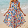 Basic Wear Club | Women's Loose Fit V-Neck Floal Sundress | One Size (Fits Up to 85 KG)