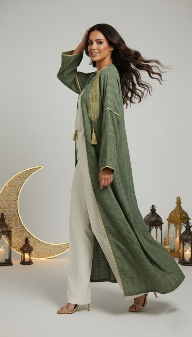 Pure Turkish Textured Kaftan Outerwear