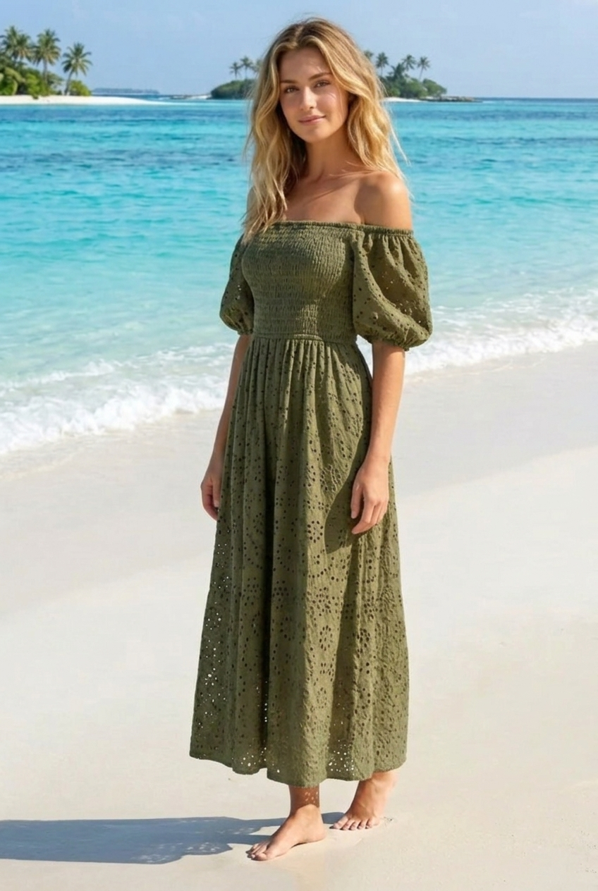 Basic Wear Club | Embroidered Cotton Maxi Dress | Summer Dress for Women