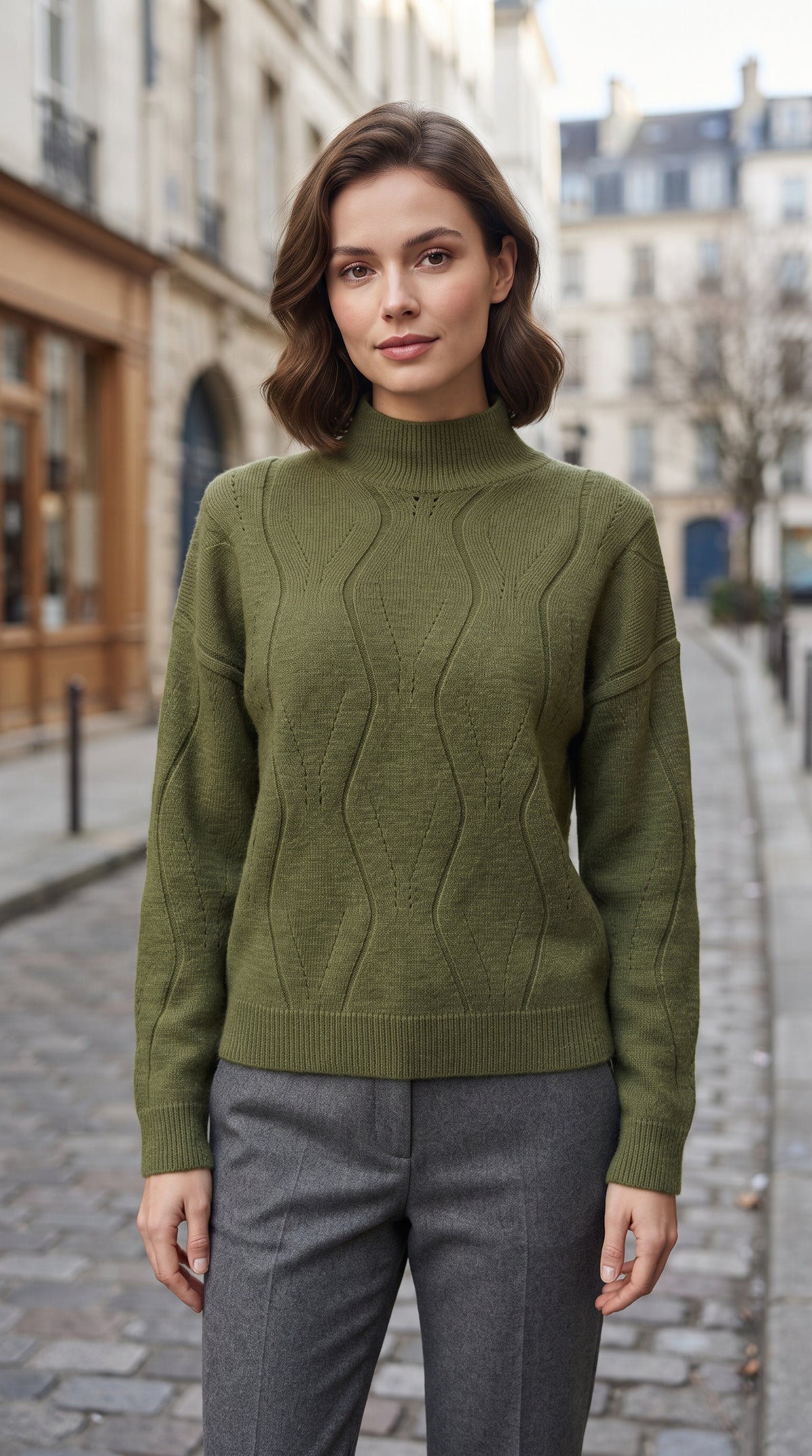 Women's Textured High-Neck Sweater