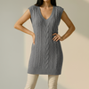 Long V-Neck Cable Knit Sweater Vest