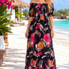 Basic Wear Club | Flory Rayon Cotton Short Sleeves Maxi Dress | Summer Dress for Women