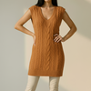 Long V-Neck Cable Knit Sweater Vest