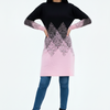 Geometric Pattern Oversized Turtleneck Top