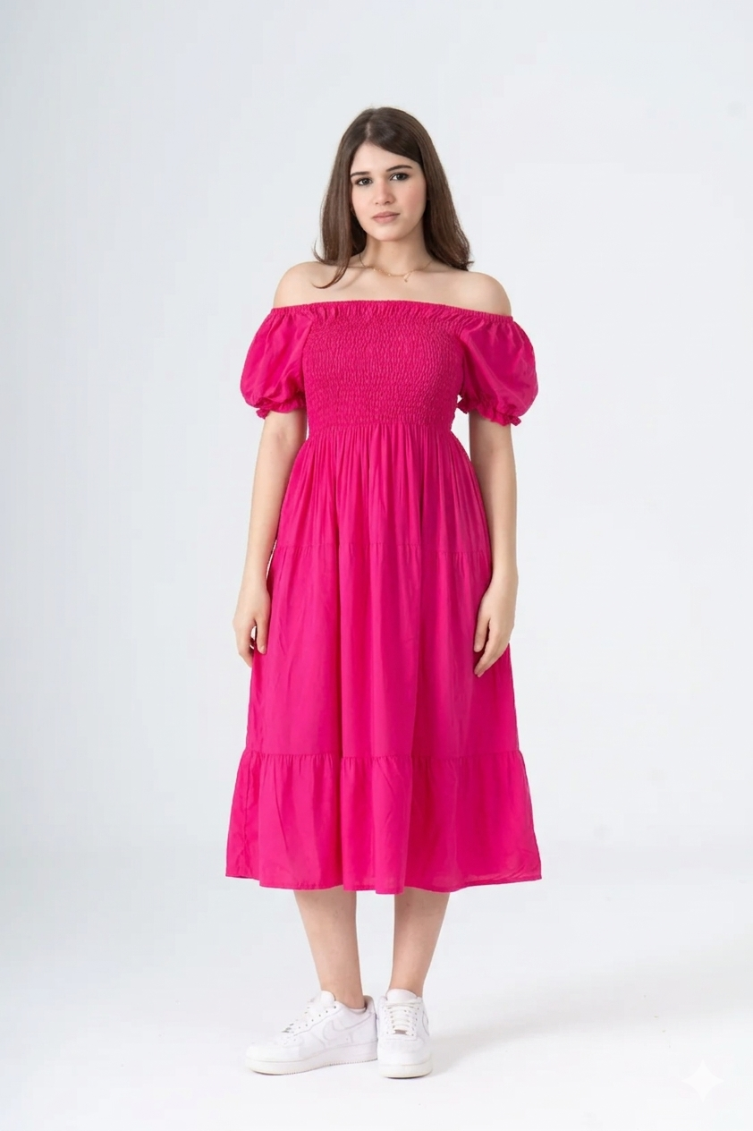 Rayon Short Sleeves Mini Dress