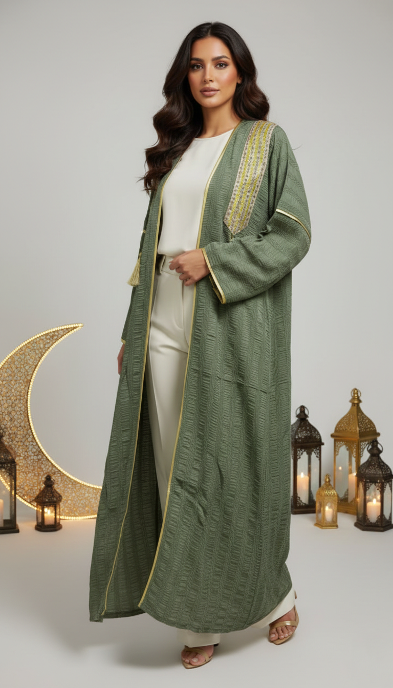 Pure Turkish Textured Kaftan Outerwear