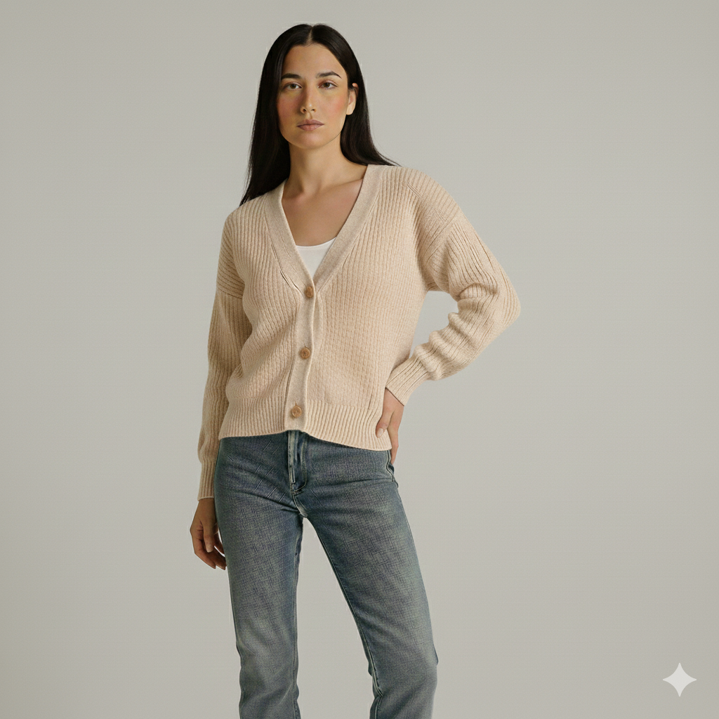 Chunky Knit Button-Up Sweater