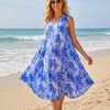 Basic Wear Club | Women's Loose Fit V-Neck Floral Printed Sundress | One Size (Fits Up to 85 KG)