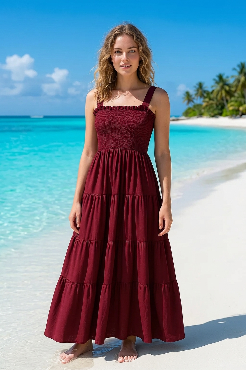 Basic Wear Club | Plain Rayon Sleeveless Maxi Dress | Summer Dress for Women