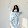 Block Zip Hoodie & Jogger Set – Sky Blue/White