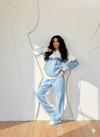 Block Zip Hoodie & Jogger Set – Sky Blue/White