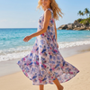 Basic Wear Club | Women's Loose Fit V-Neck Floal Sundress | One Size (Fits Up to 85 KG)