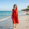 Basic Wear Club | Women's Plain Sleeveless V-Neck High-Low Midi Dress | One Size