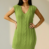 Long V-Neck Cable Knit Sweater Vest