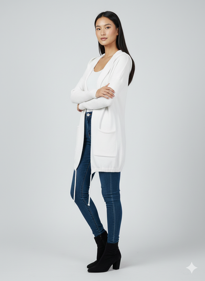 Open Front Hooded Cardigan