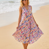 Basic Wear Club | Women's Loose Fit V-Neck Floal Sundress | One Size (Fits Up to 85 KG)