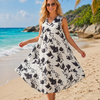 Basic Wear Club | Women's Loose Fit V-Neck Floal Sundress | One Size (Fits Up to 85 KG)