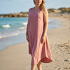 Basic Wear Club | Women's Plain Sleeveless V-Neck High-Low Midi Dress | One Size