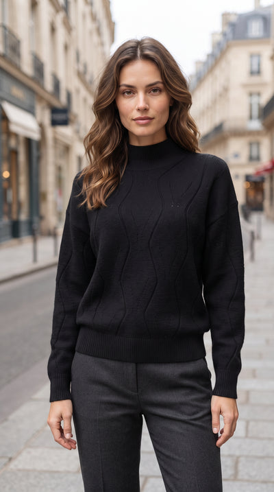 Women's Textured High-Neck Sweater